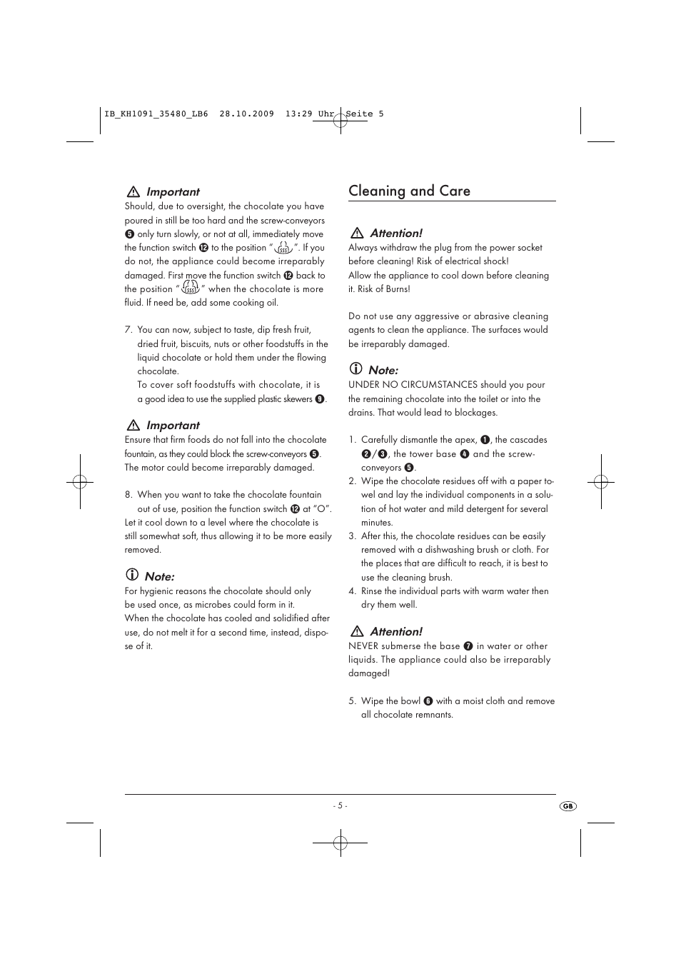 Cleaning and care | Kompernass KH1091-09-V4 User Manual | Page 7 / 8