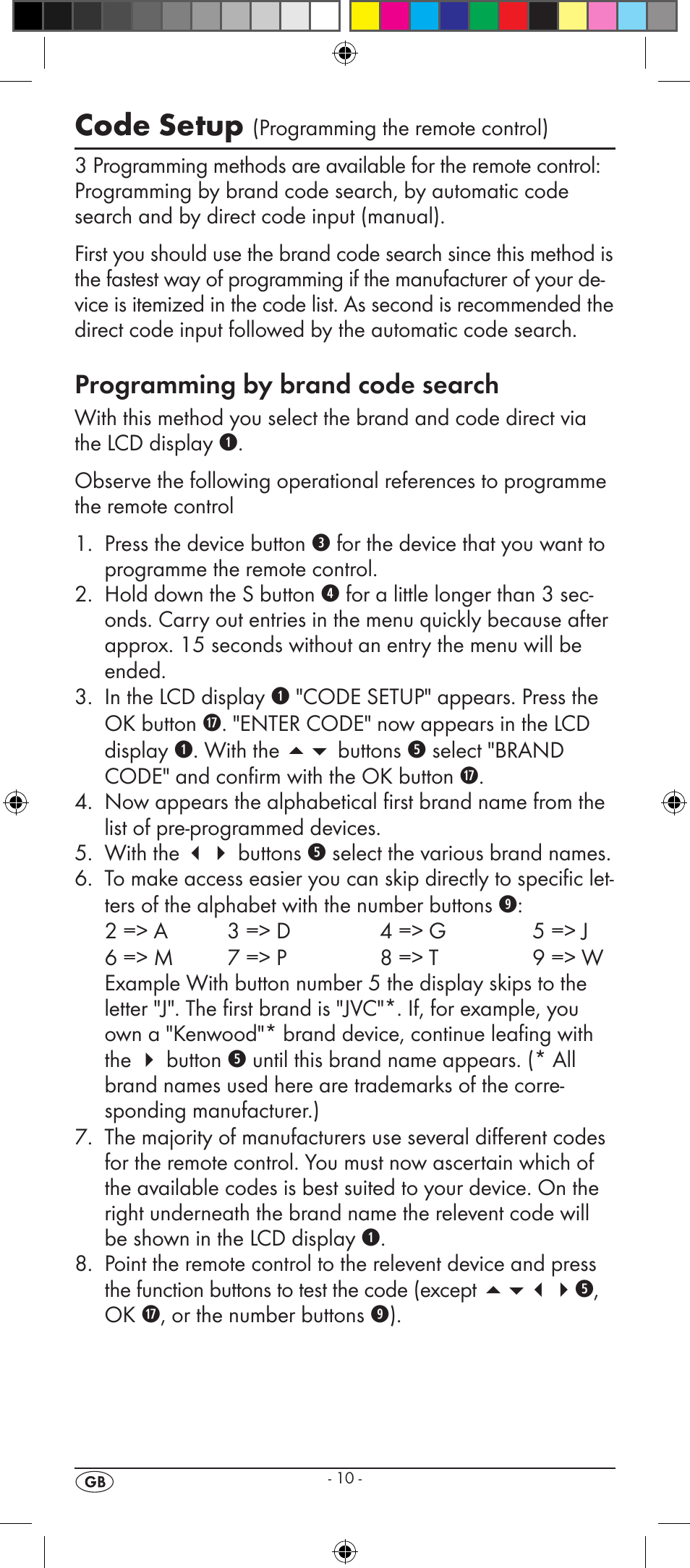 Code setup, Programming by brand code search | Kompernass SILVERCREST KH 2156 User Manual | Page 12 / 26
