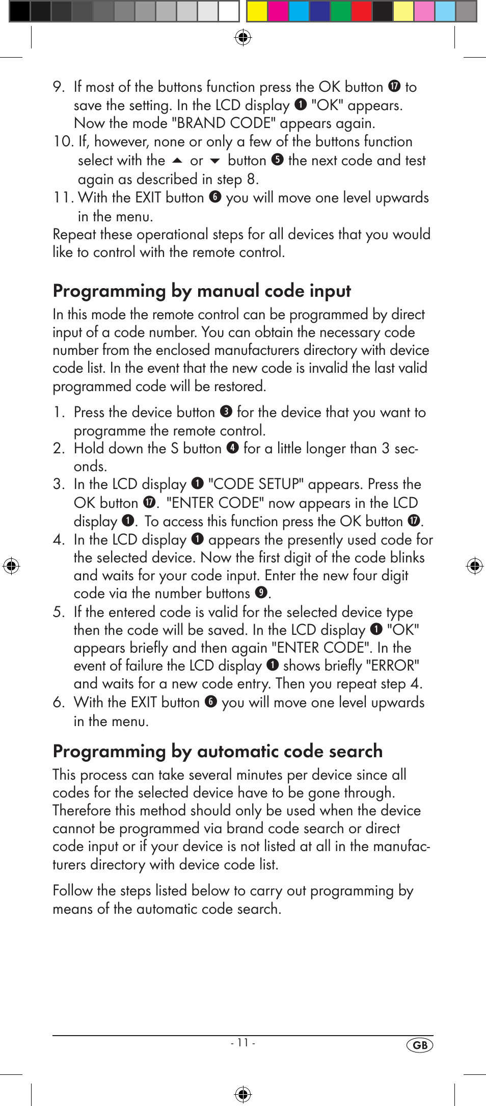 Programming by manual code input, Programming by automatic code search | Kompernass SILVERCREST KH 2156 User Manual | Page 13 / 26