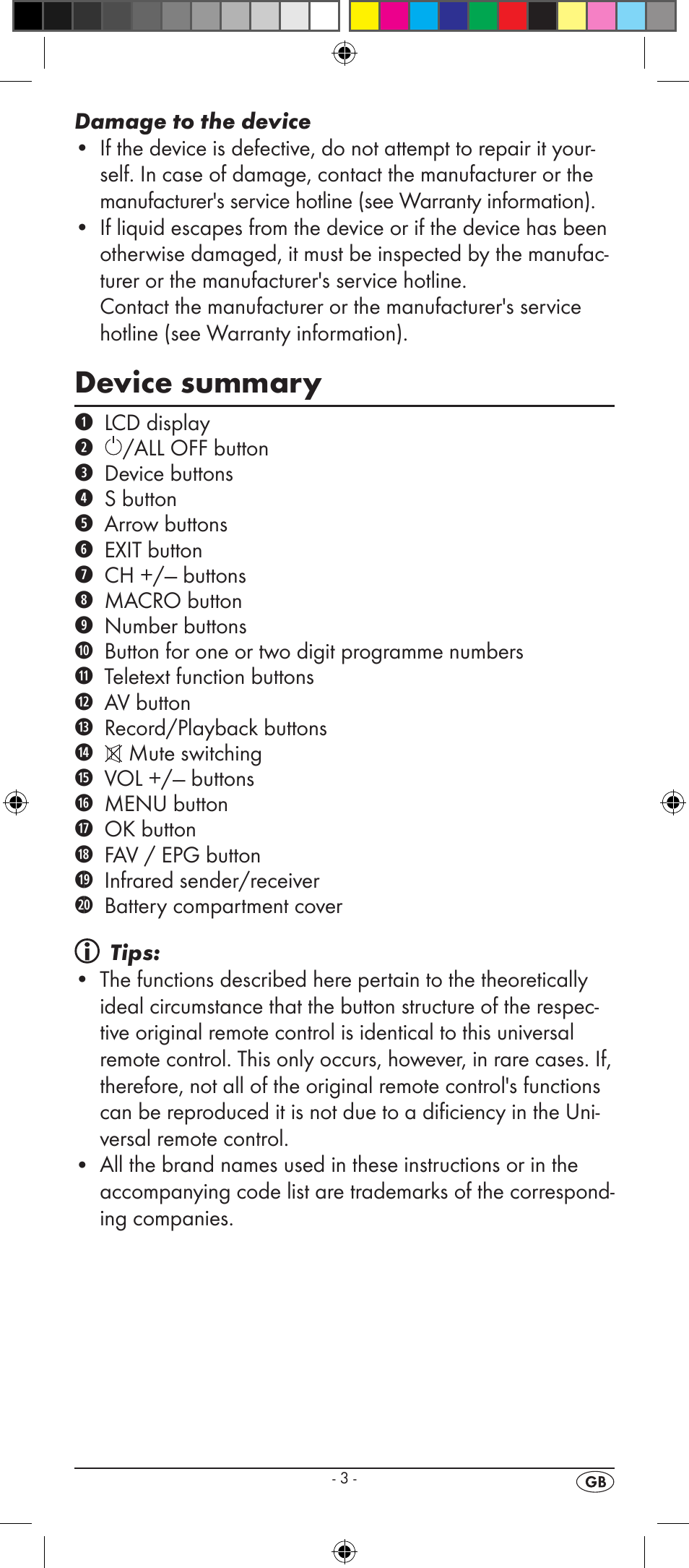 Device summary | Kompernass SILVERCREST KH 2156 User Manual | Page 5 / 26