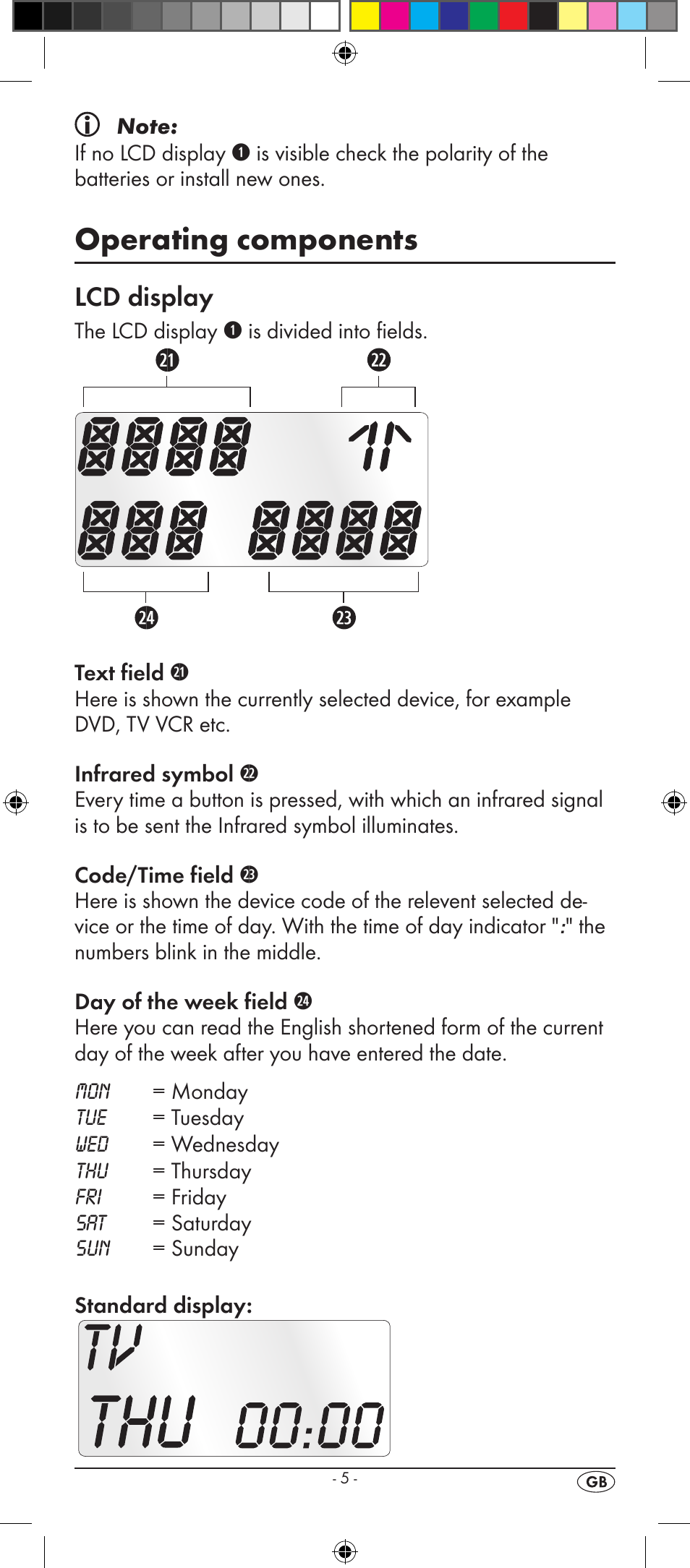Operating components, Lcd display | Kompernass SILVERCREST KH 2156 User Manual | Page 7 / 26