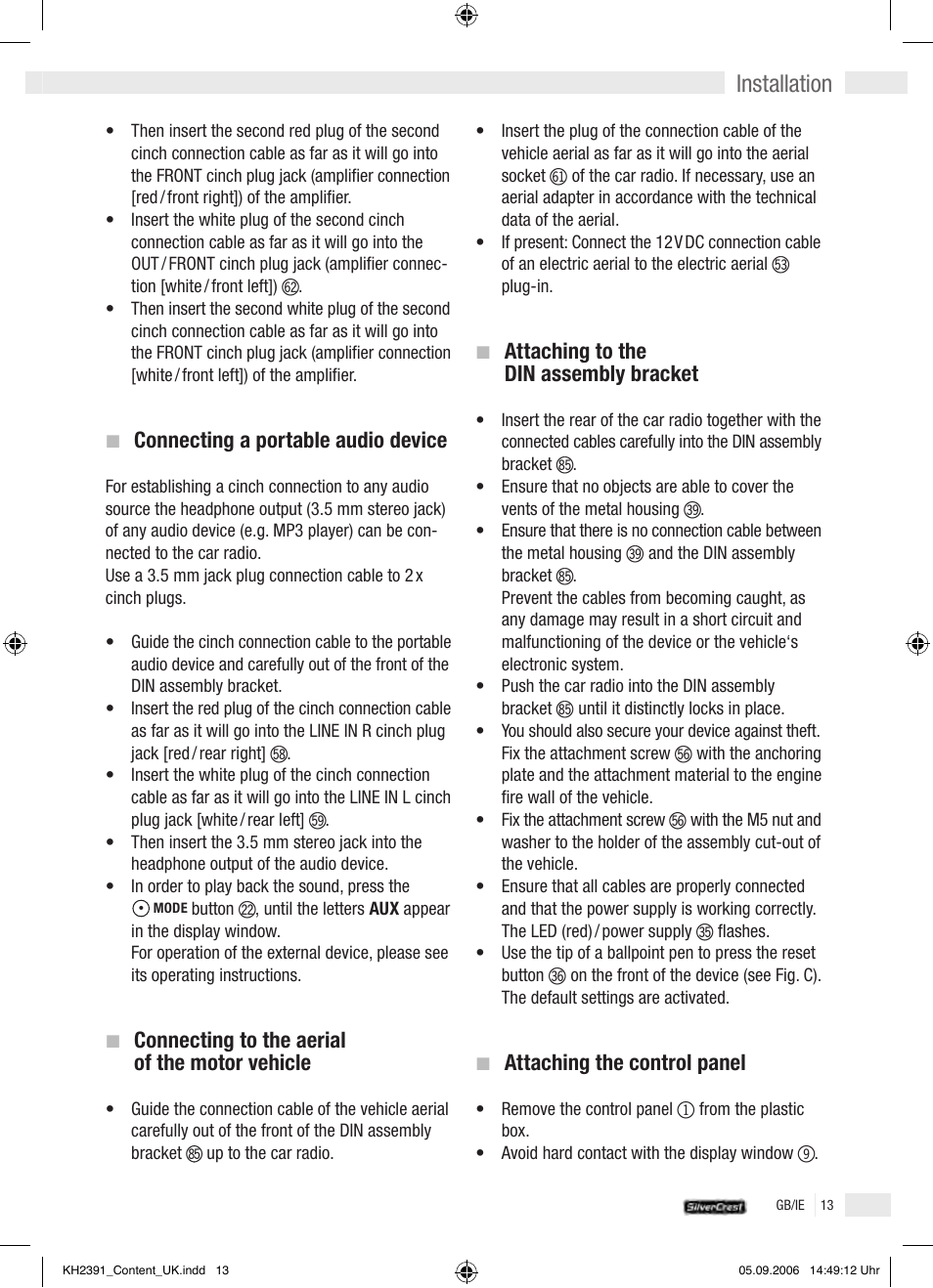 Installation | Kompernass KH 2391 User Manual | Page 11 / 26