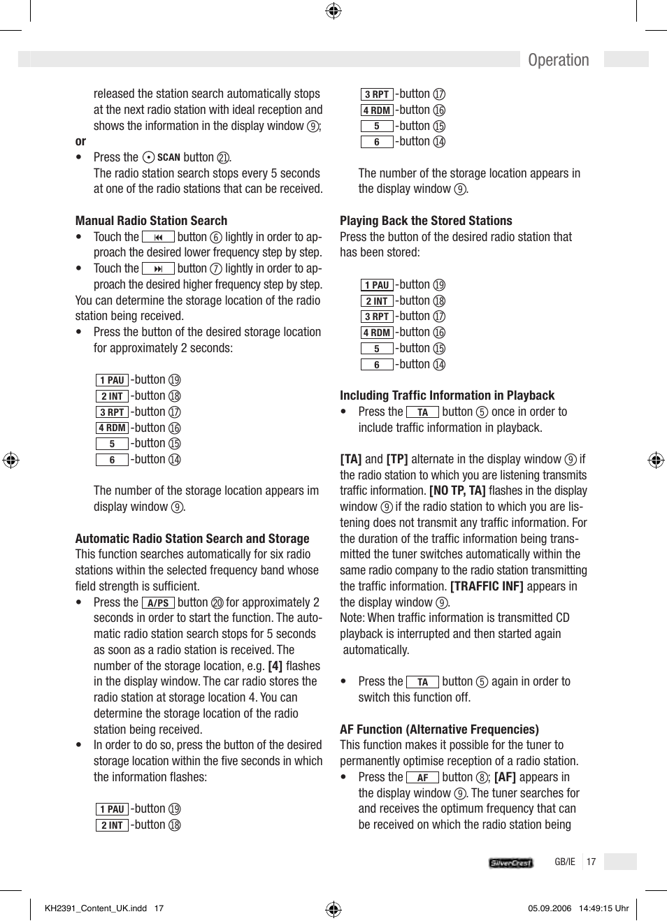 Operation | Kompernass KH 2391 User Manual | Page 15 / 26