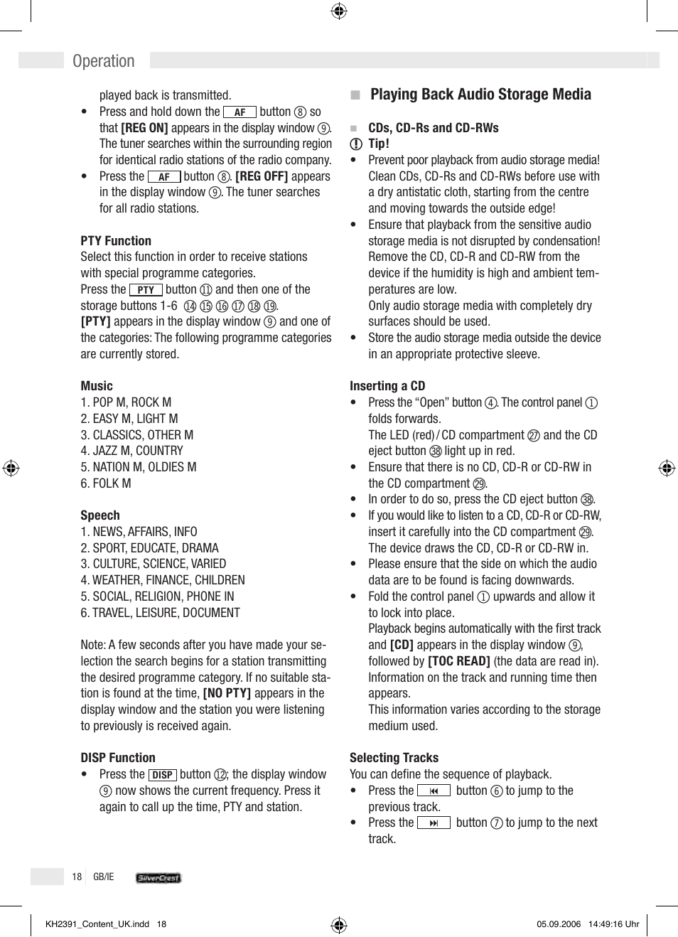 Bpbqbrbsbtbu, Operation | Kompernass KH 2391 User Manual | Page 16 / 26