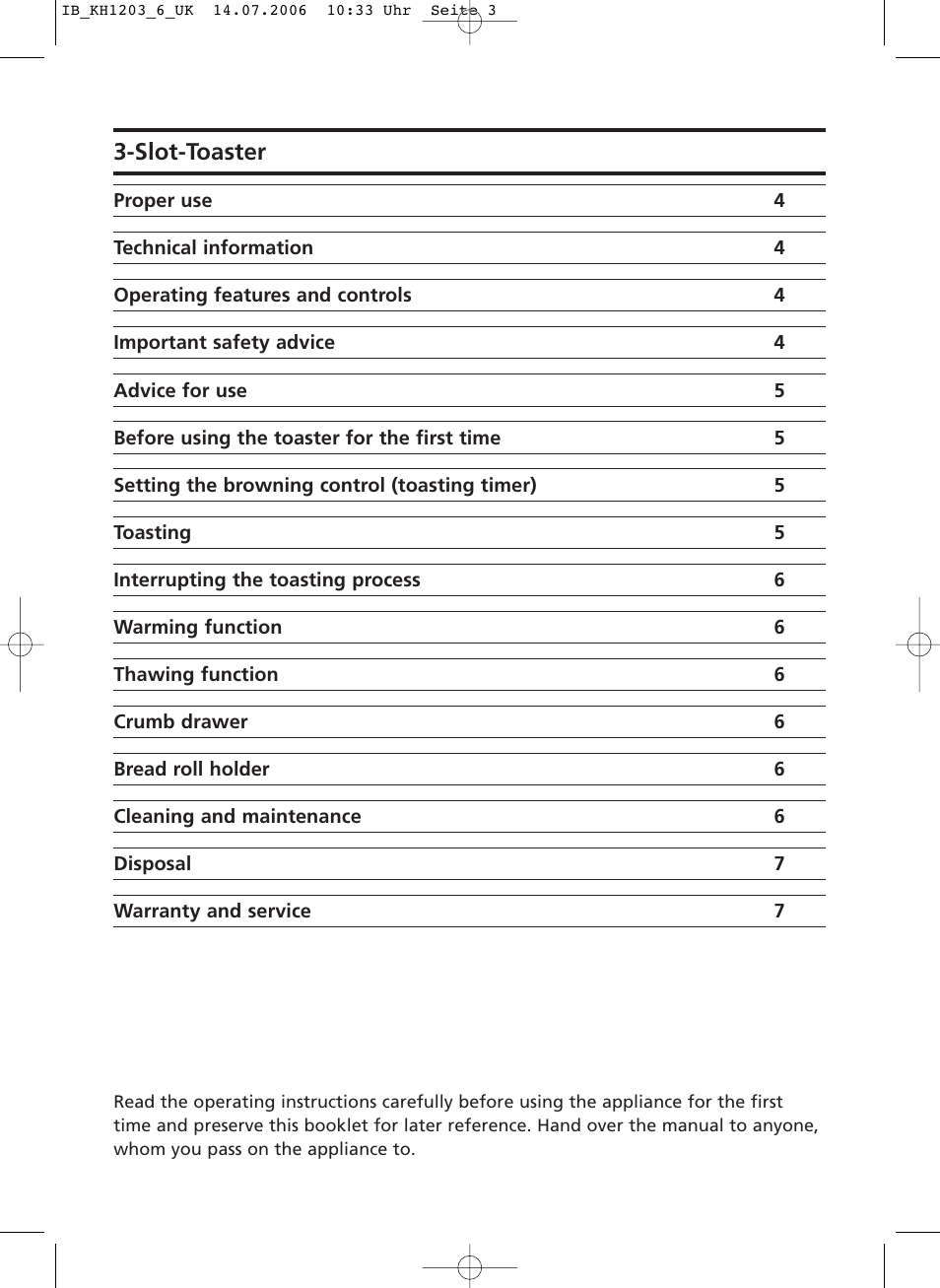 Slot-toaster | Kompernass KH-1206 User Manual | Page 5 / 9