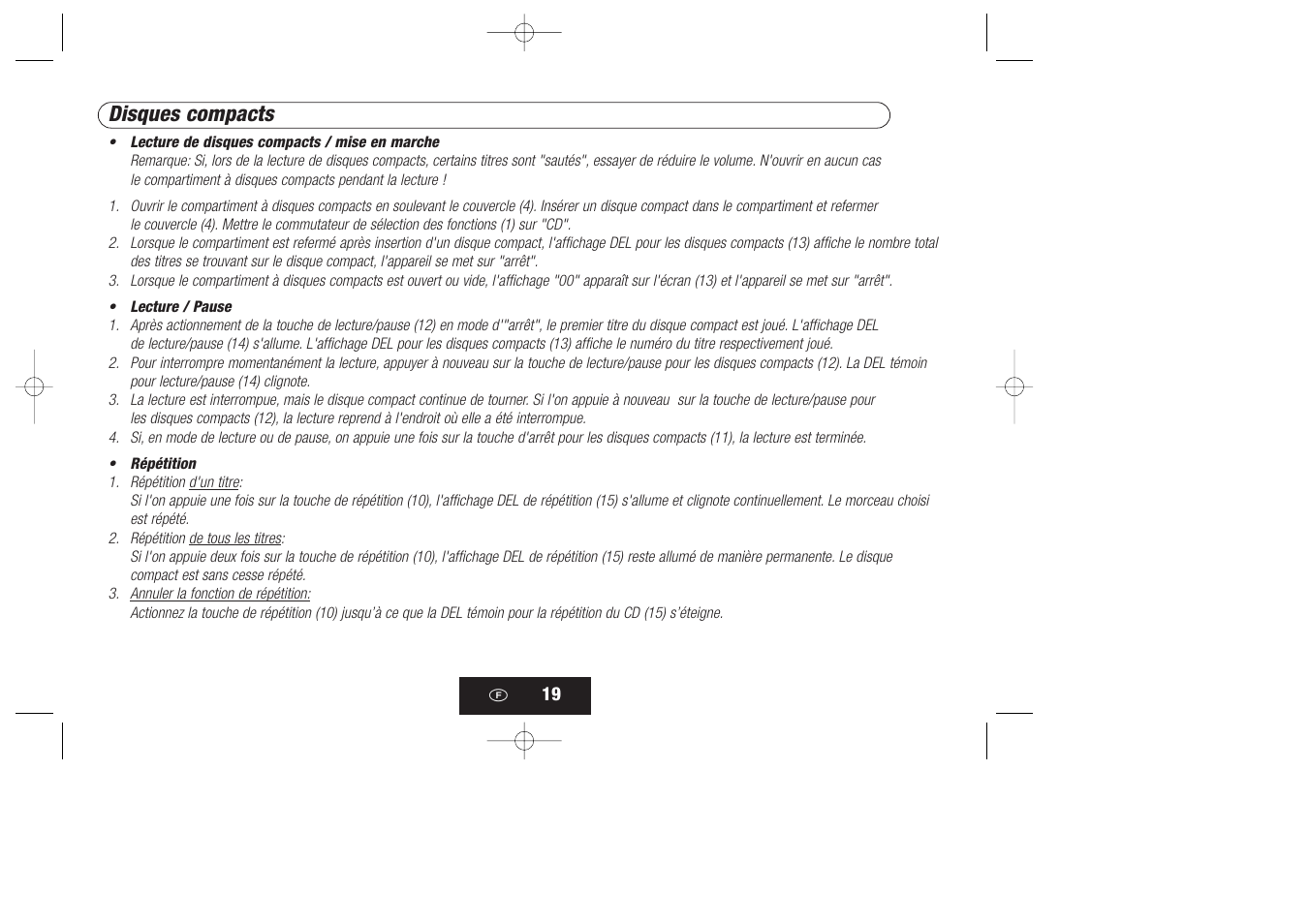 Disques compacts | Kompernass KH 868 User Manual | Page 19 / 58