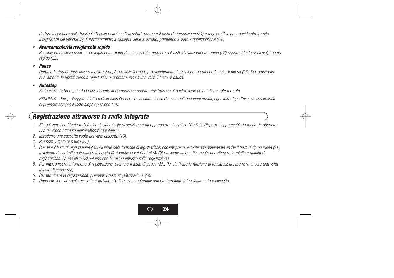 Registrazione attraverso la radio integrata | Kompernass KH 868 User Manual | Page 24 / 58