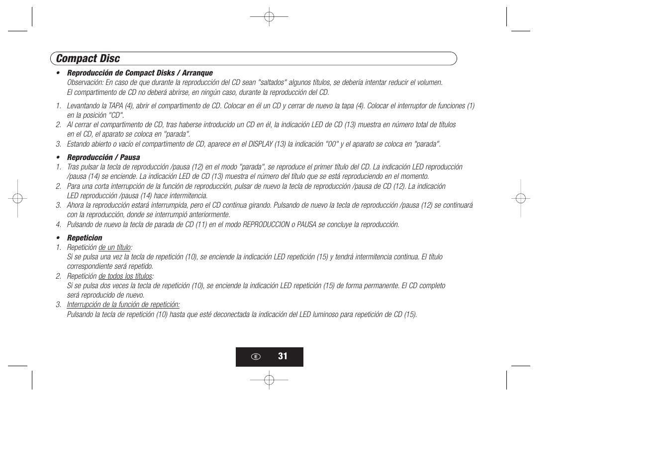 Compact disc | Kompernass KH 868 User Manual | Page 31 / 58
