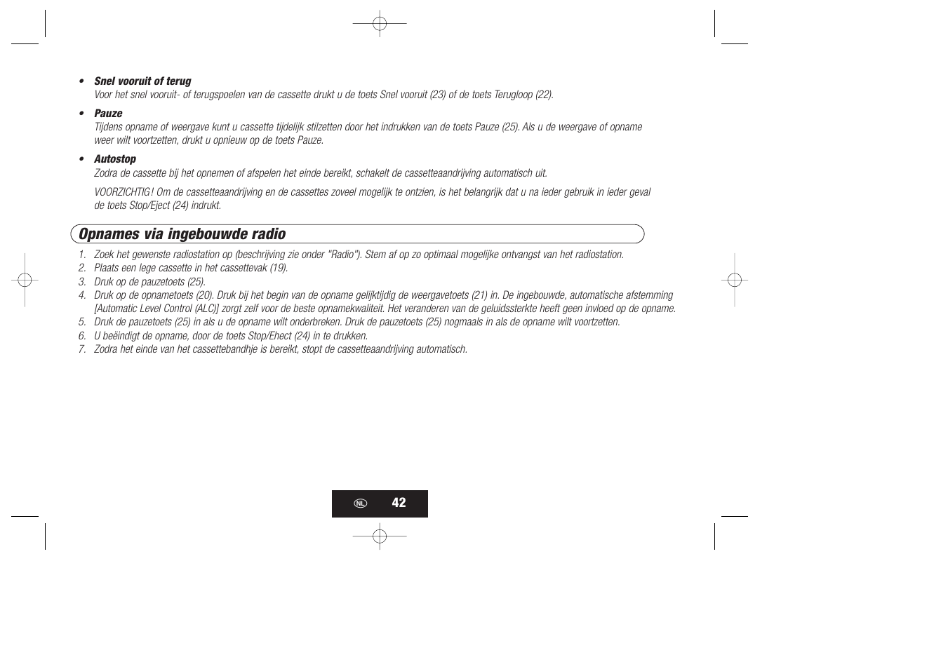 Opnames via ingebouwde radio | Kompernass KH 868 User Manual | Page 42 / 58