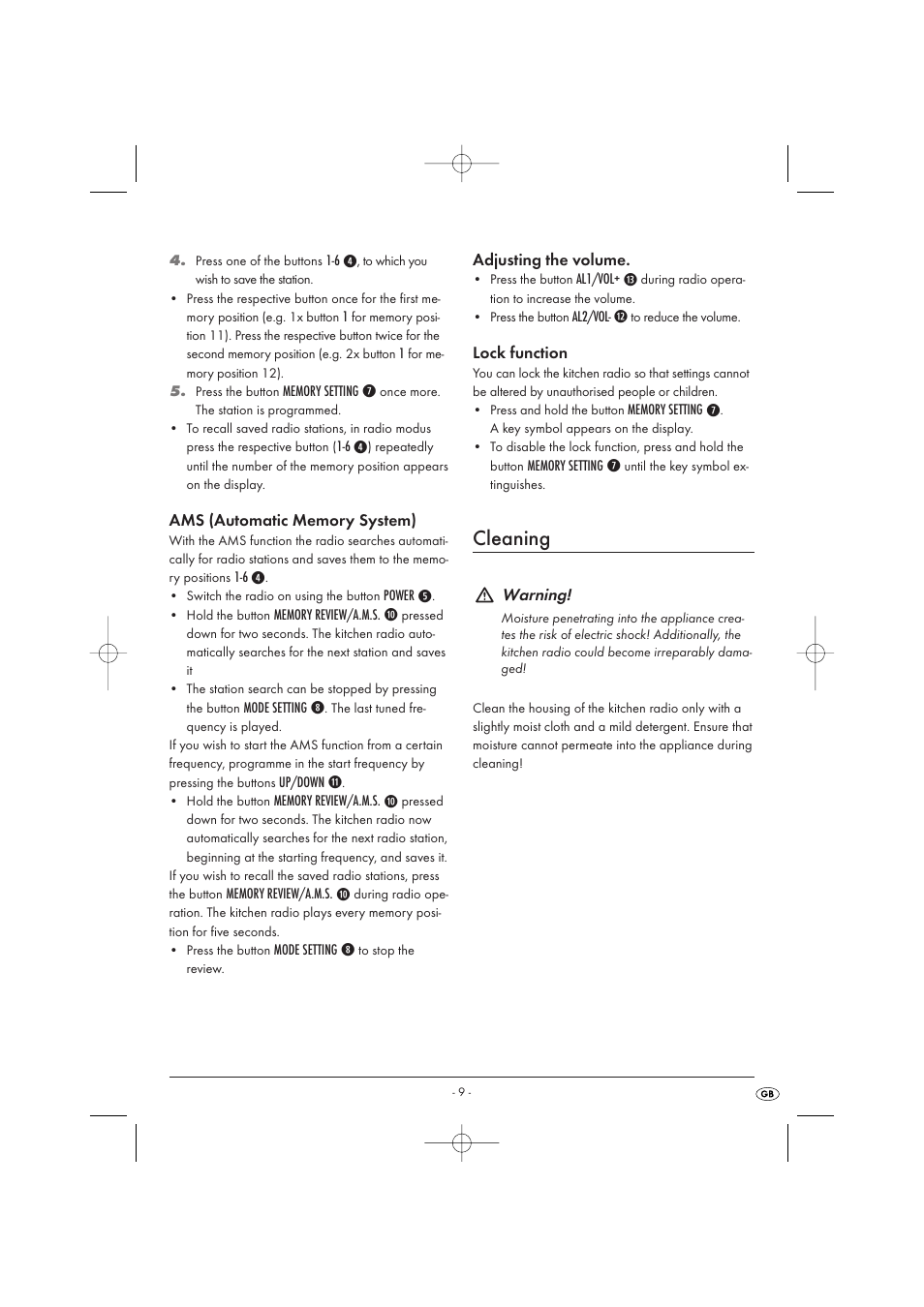 Cleaning | Kompernass KH 2289 User Manual | Page 11 / 72