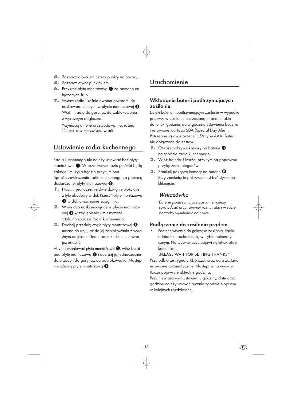 Ustawienie radia kuchennego, Uruchomienie | Kompernass KH 2289 User Manual | Page 17 / 72