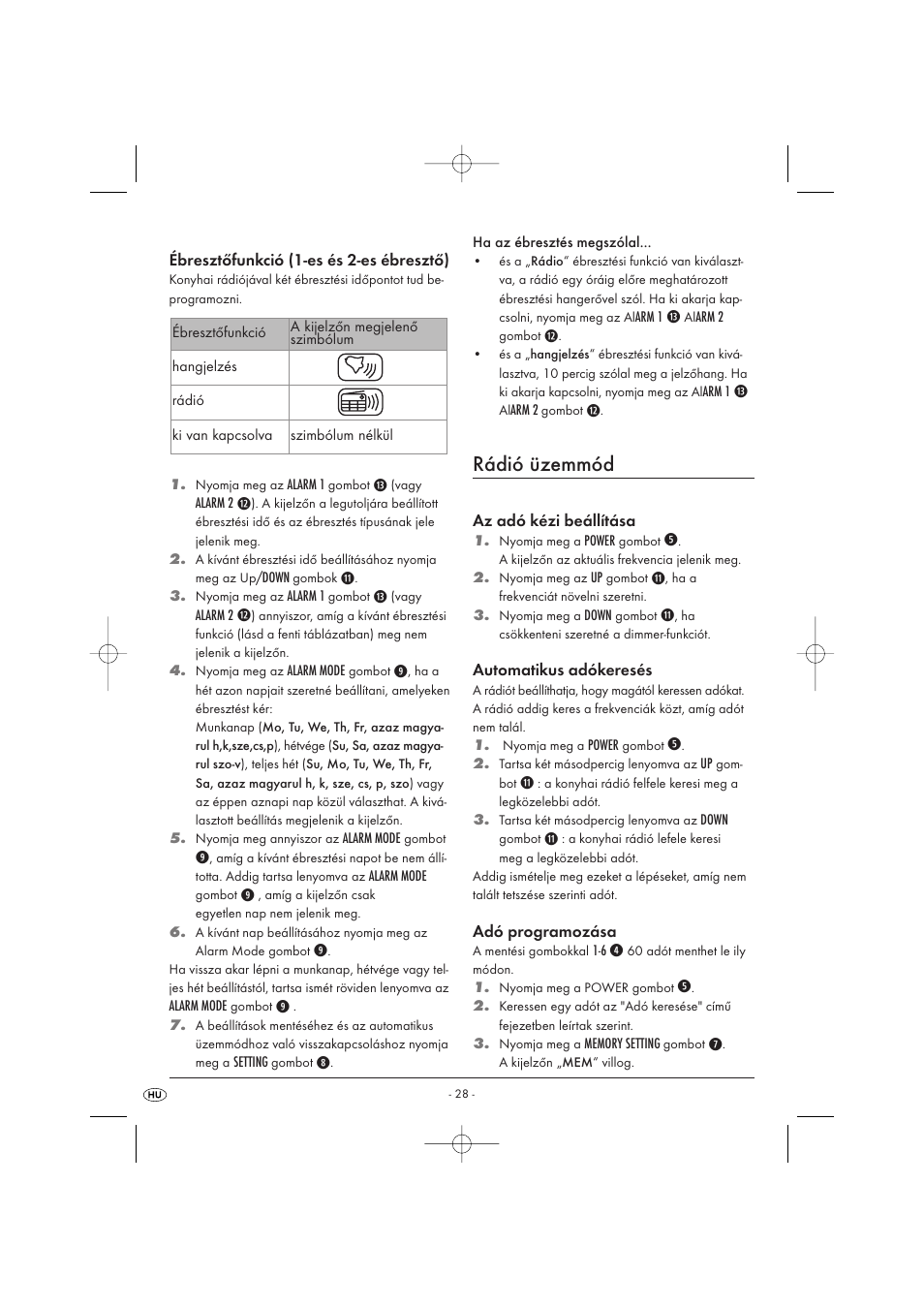 Rádió üzemmód | Kompernass KH 2289 User Manual | Page 30 / 72