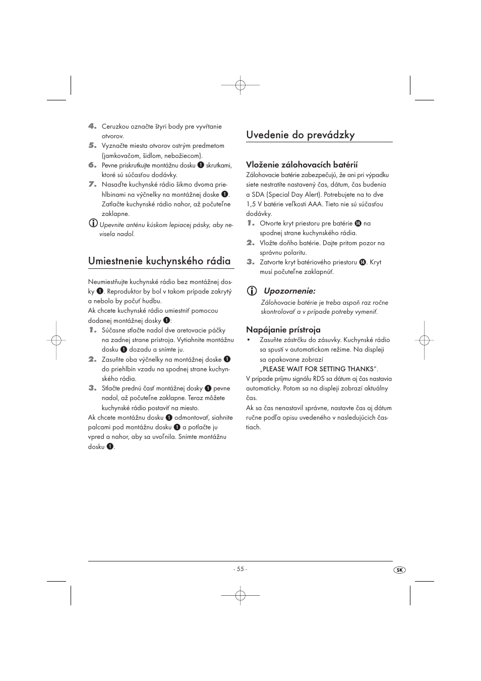 Umiestnenie kuchynského rádia, Uvedenie do prevádzky | Kompernass KH 2289 User Manual | Page 57 / 72