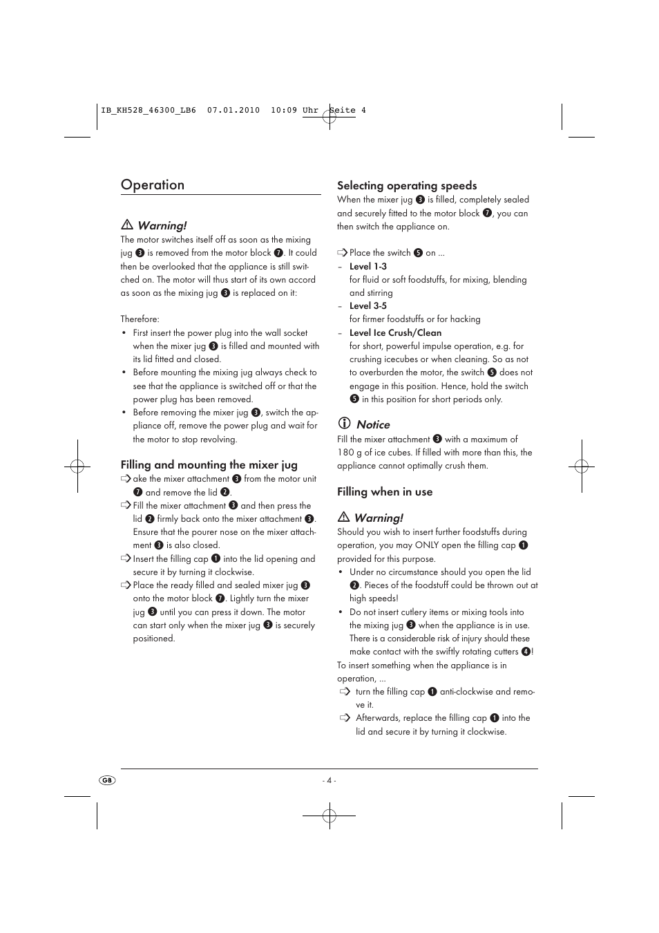 Operation | Kompernass KH 528 User Manual | Page 6 / 9