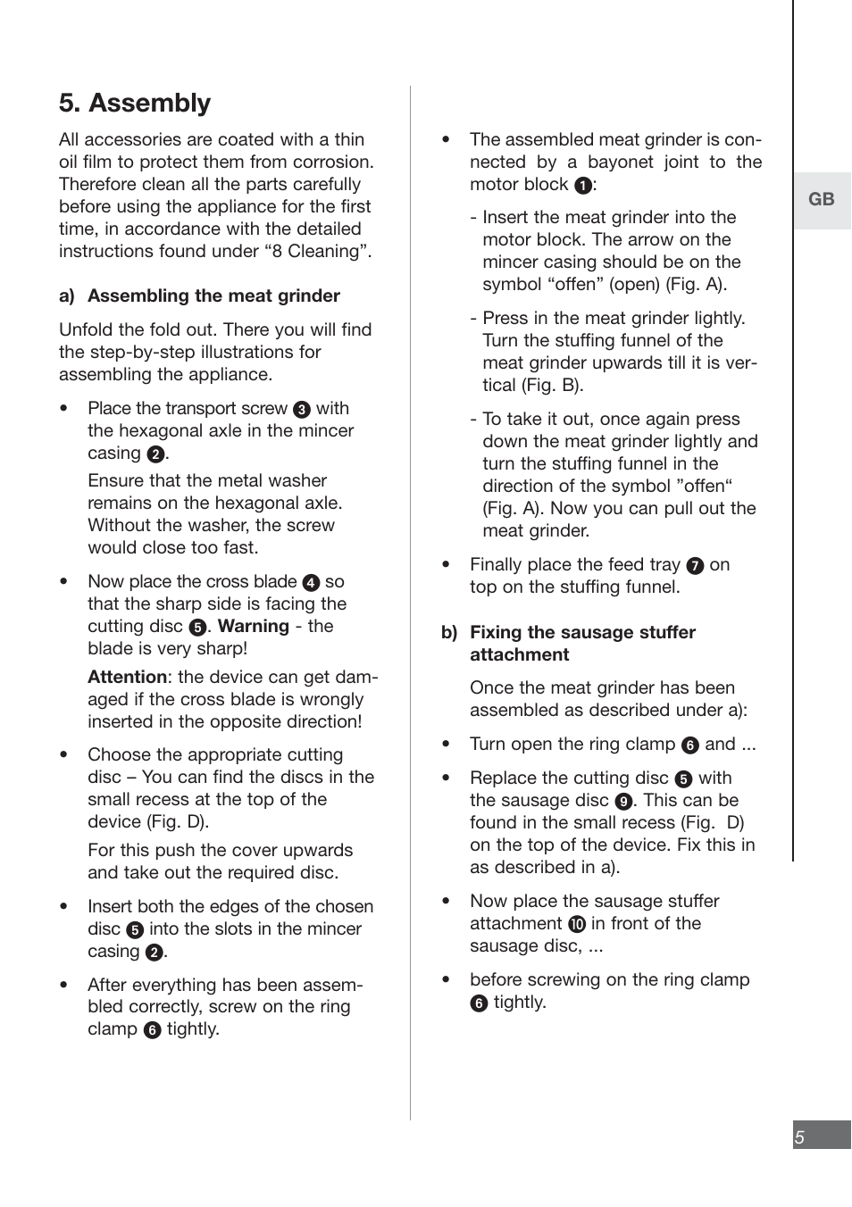 Assembly | Kompernass KH 3460 User Manual | Page 7 / 12