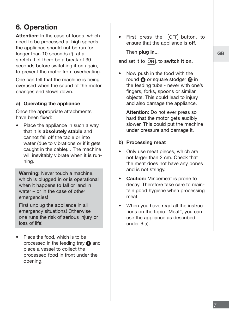 Operation | Kompernass KH 3460 User Manual | Page 9 / 12