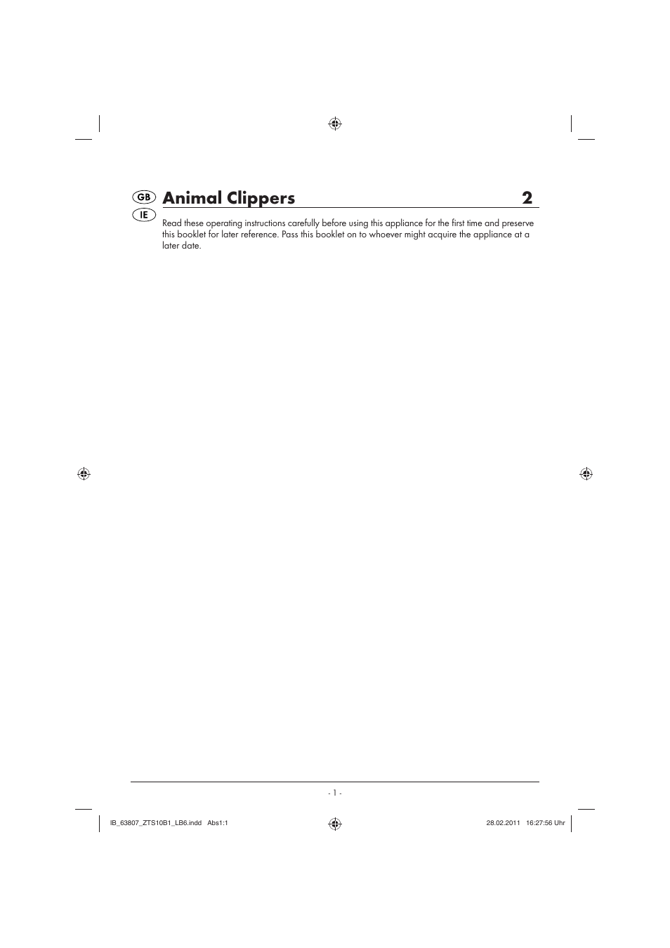 Animal clippers 2 | Kompernass ZTS 10 B16 User Manual | Page 3 / 6
