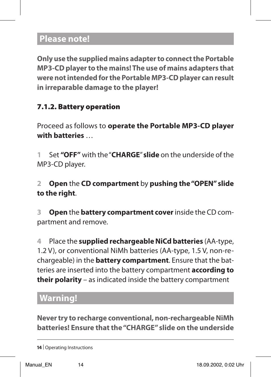Warning | Kompernass KH 2257 User Manual | Page 16 / 52