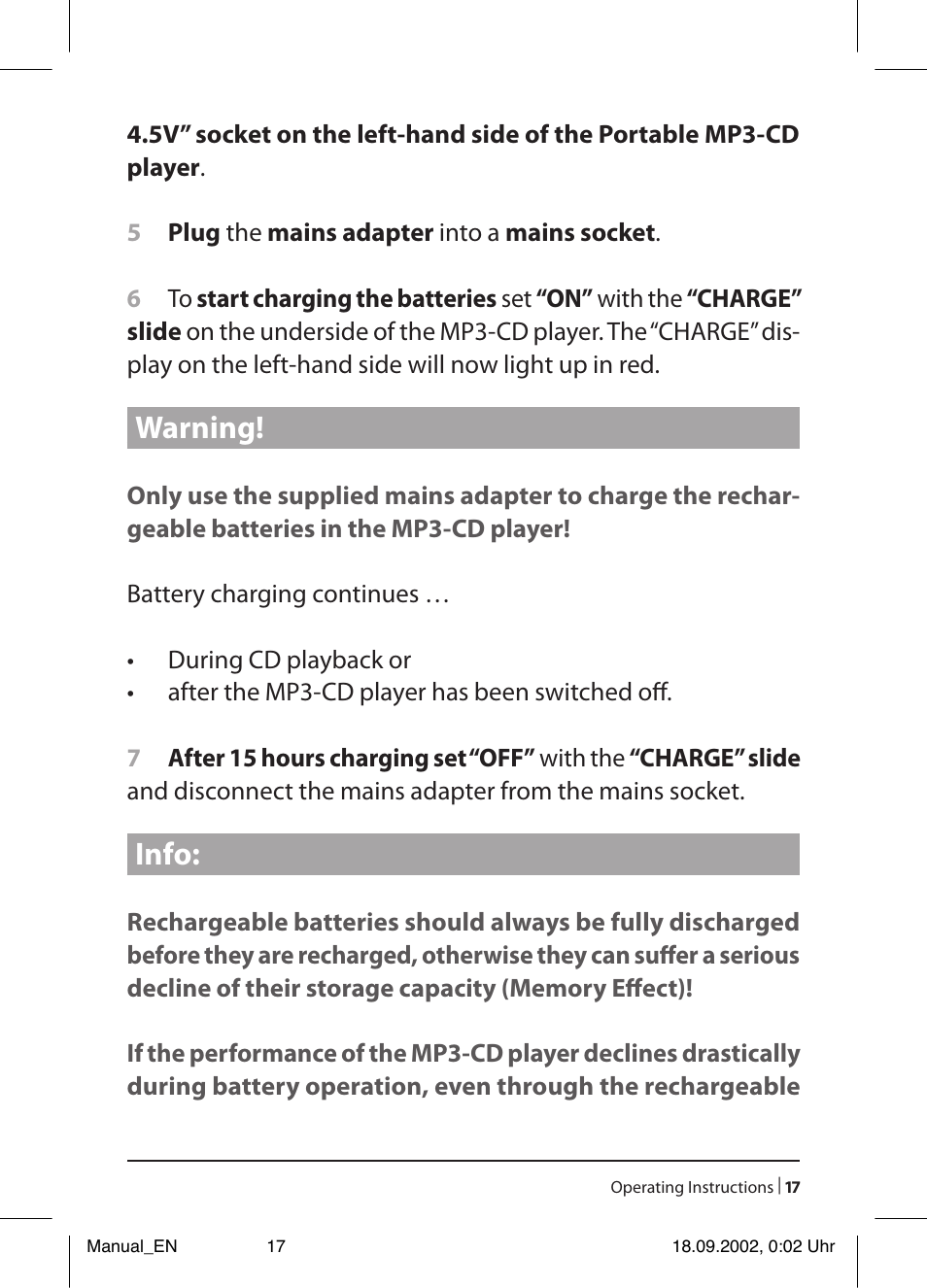 Warning, Info | Kompernass KH 2257 User Manual | Page 19 / 52