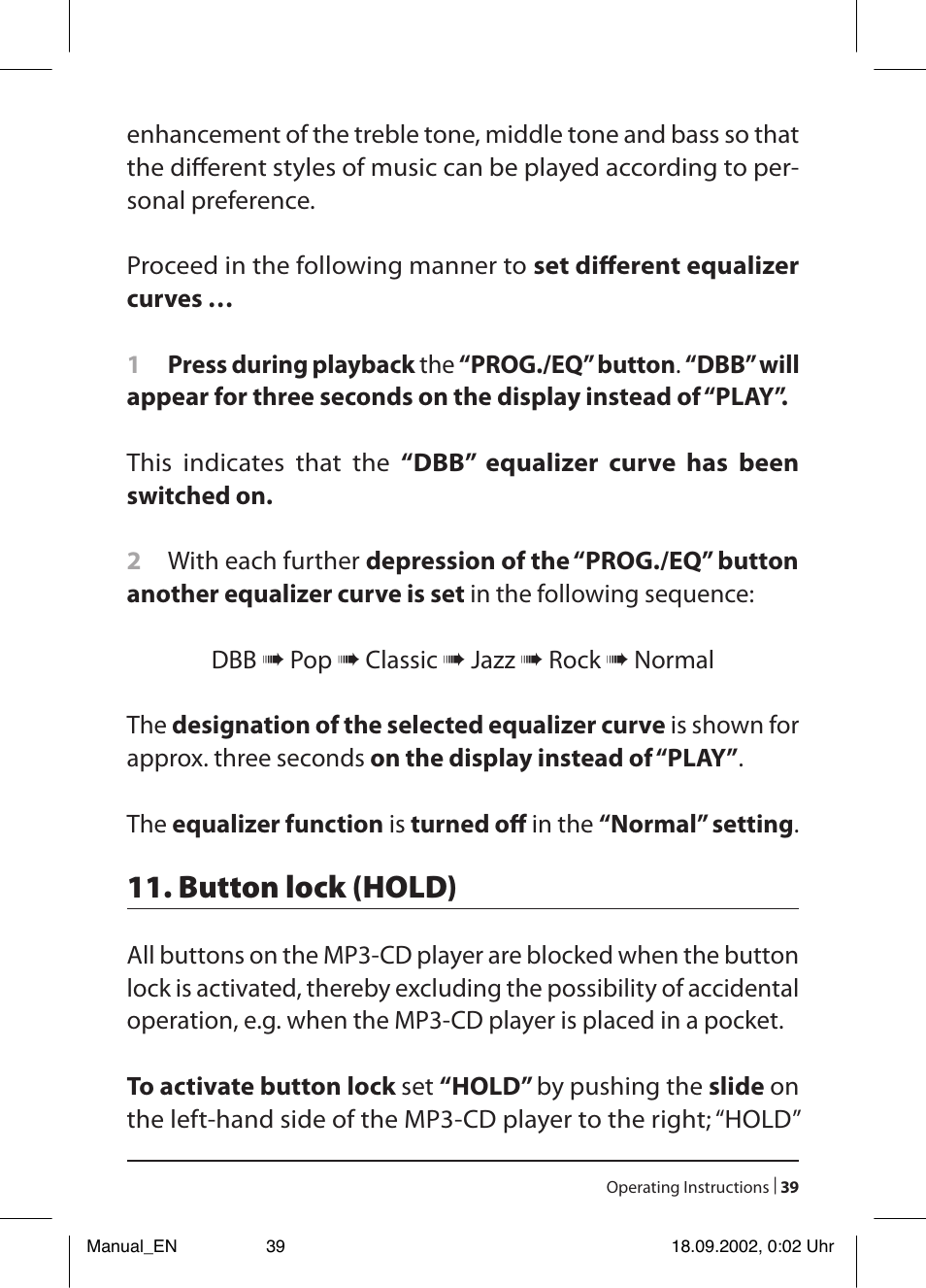 Button lock (hold) | Kompernass KH 2257 User Manual | Page 41 / 52