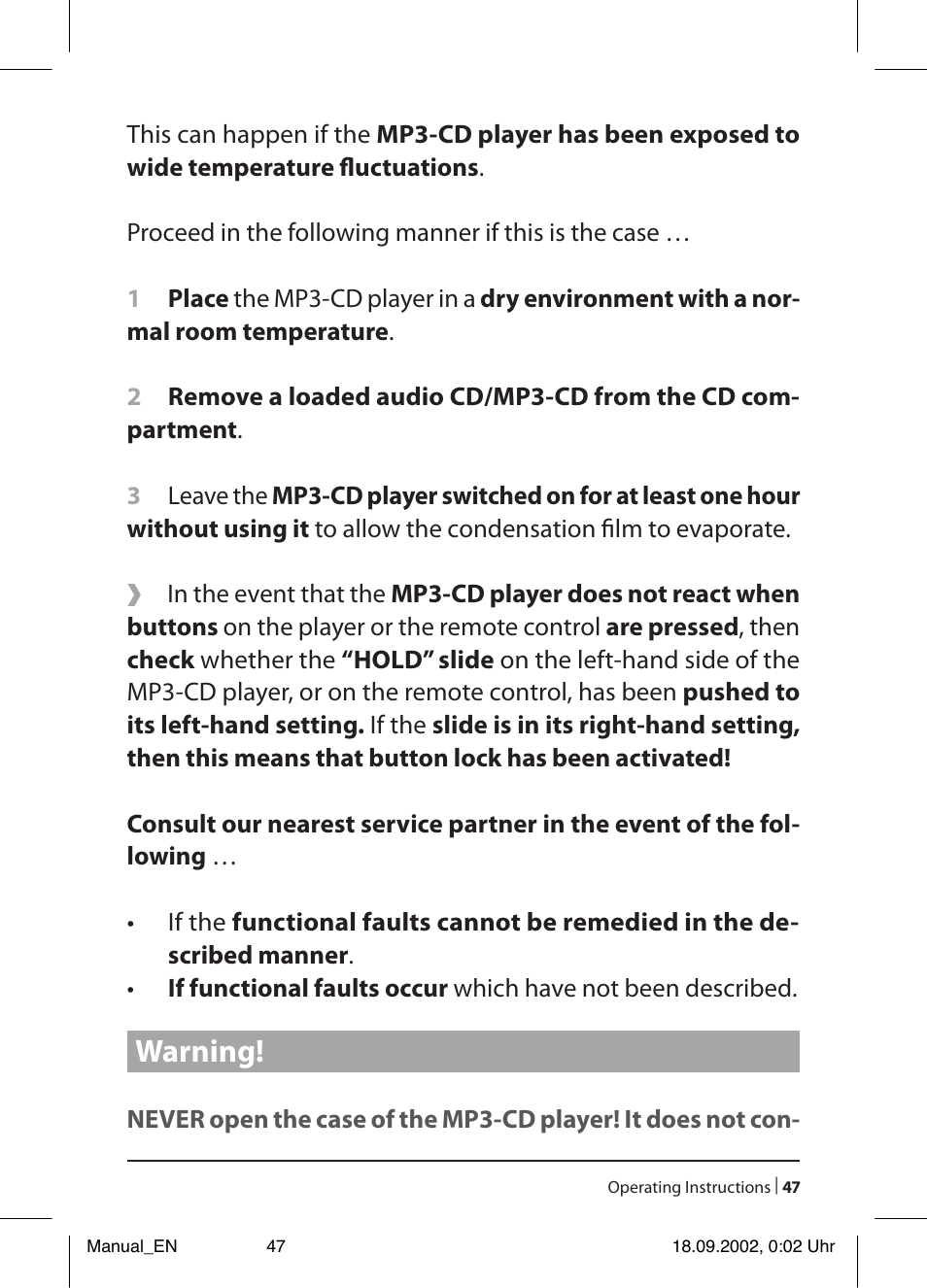 Warning | Kompernass KH 2257 User Manual | Page 49 / 52
