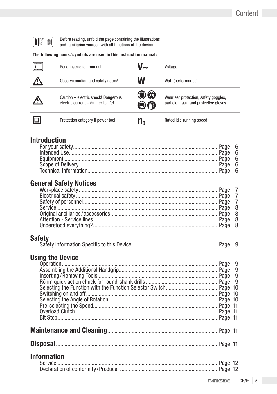 Content, Introduction, General safety notices | Safety, Using the device, Maintenance and cleaning, Disposal, Information | Kompernass PEBH 1010 User Manual | Page 3 / 10