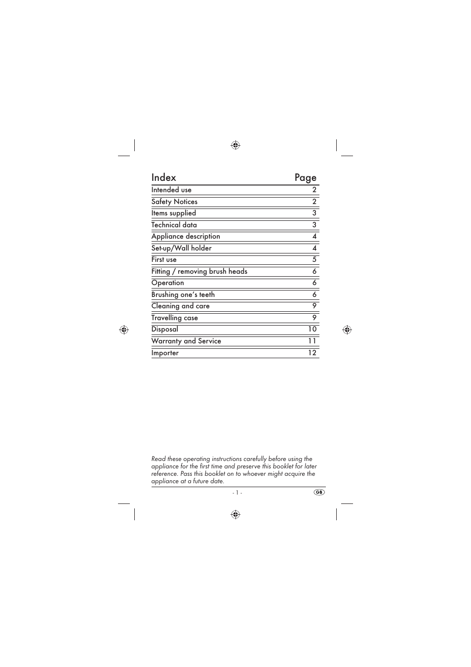 Index page | Kompernass KH123 User Manual | Page 3 / 14