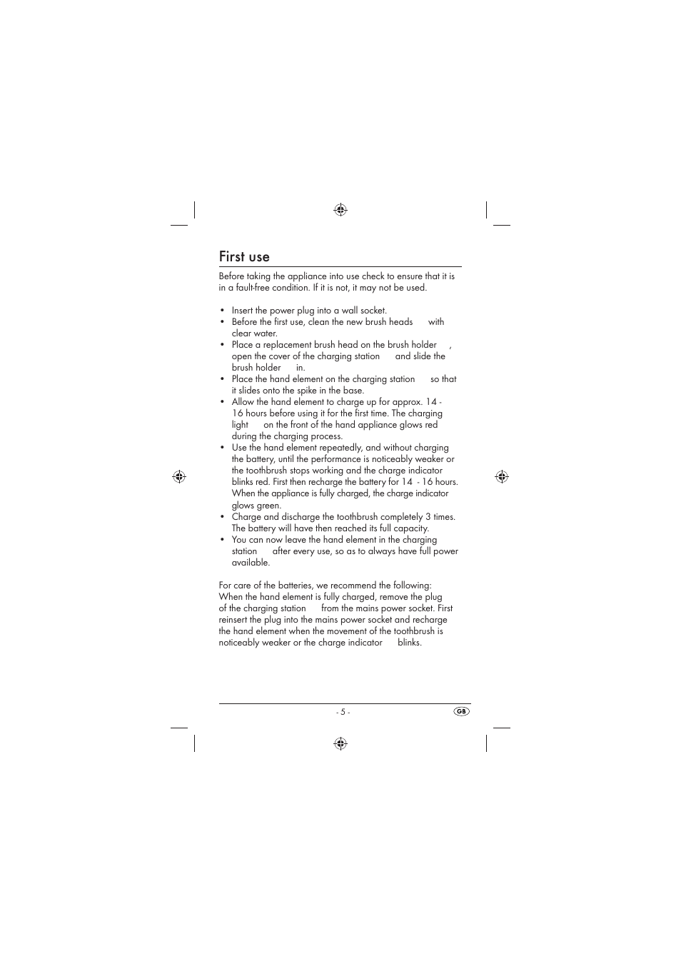 First use | Kompernass KH123 User Manual | Page 7 / 14