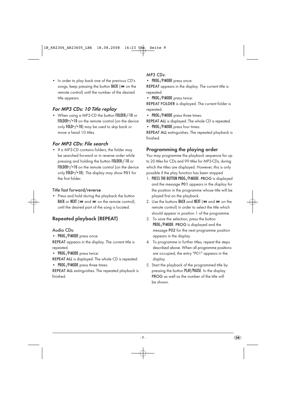 Kompernass KH 2306 User Manual | Page 11 / 16
