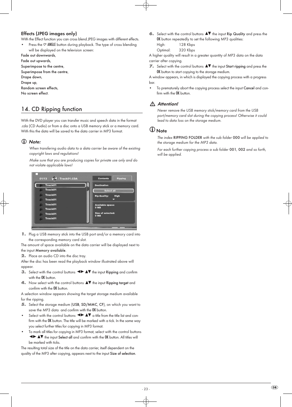 Cd ripping function | Kompernass KH 6518 User Manual | Page 23 / 29