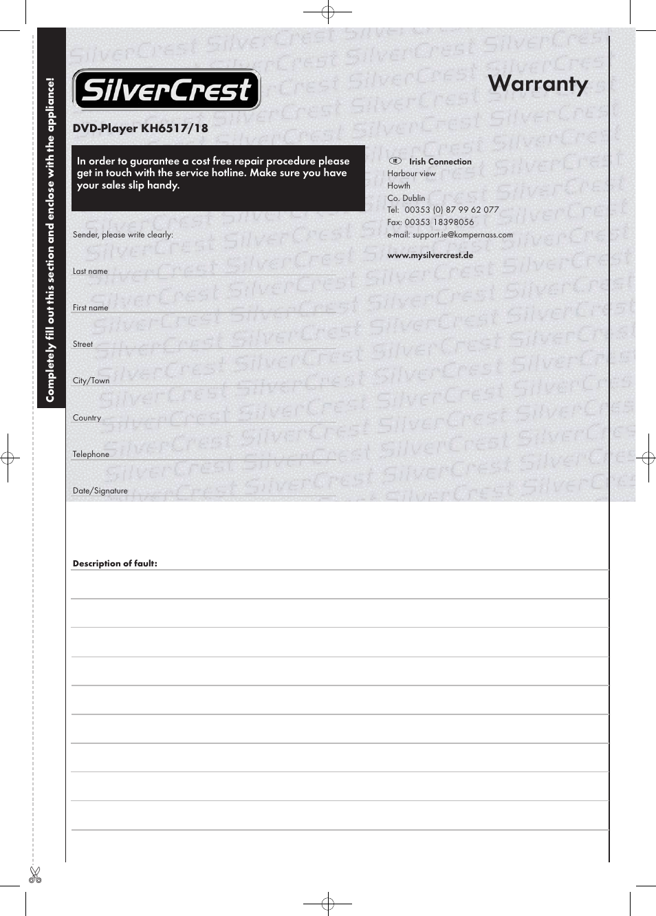 Warranty | Kompernass KH 6518 User Manual | Page 29 / 29