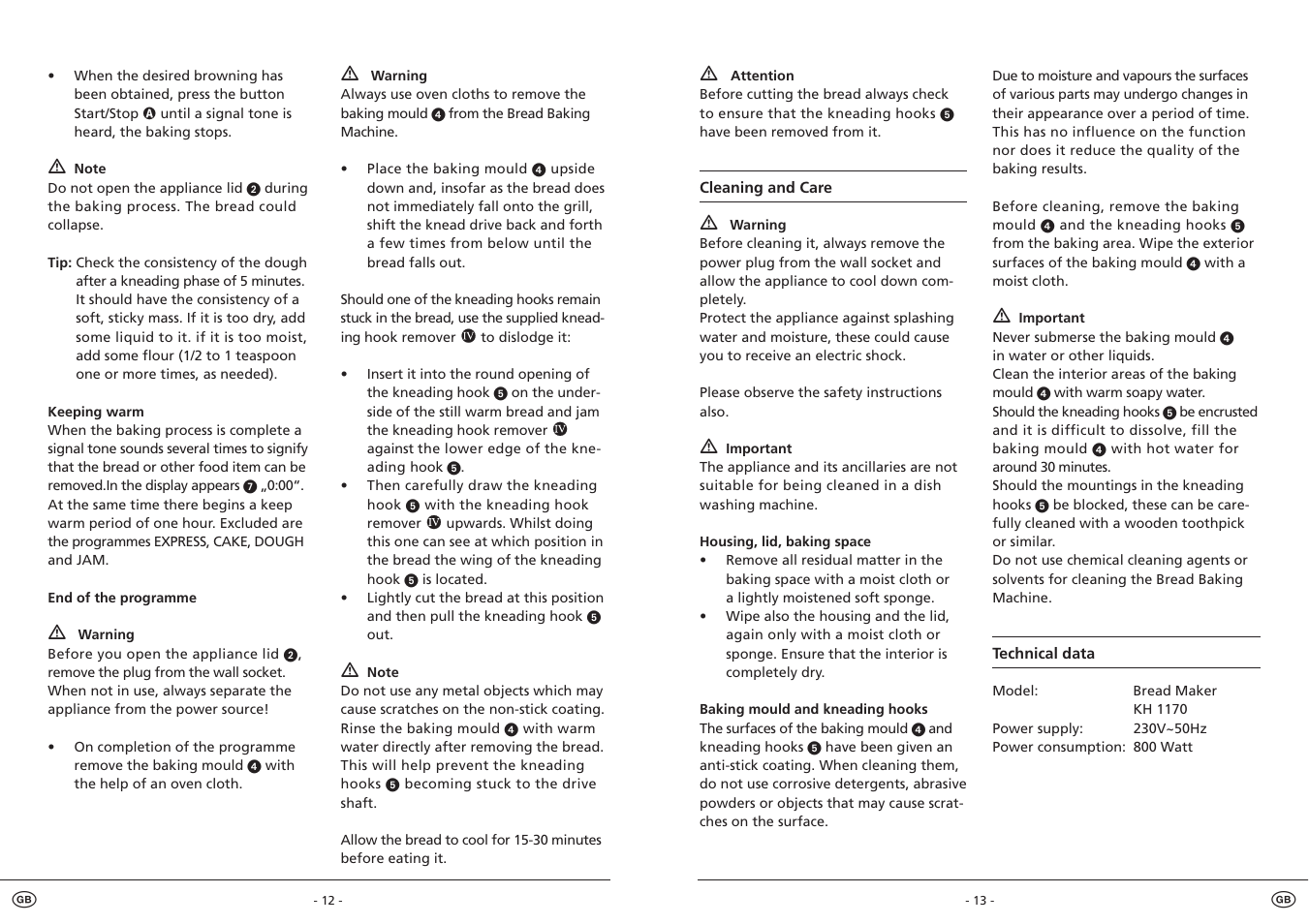 Kompernass Bread Making Machine KH 1170 User Manual | Page 8 / 11