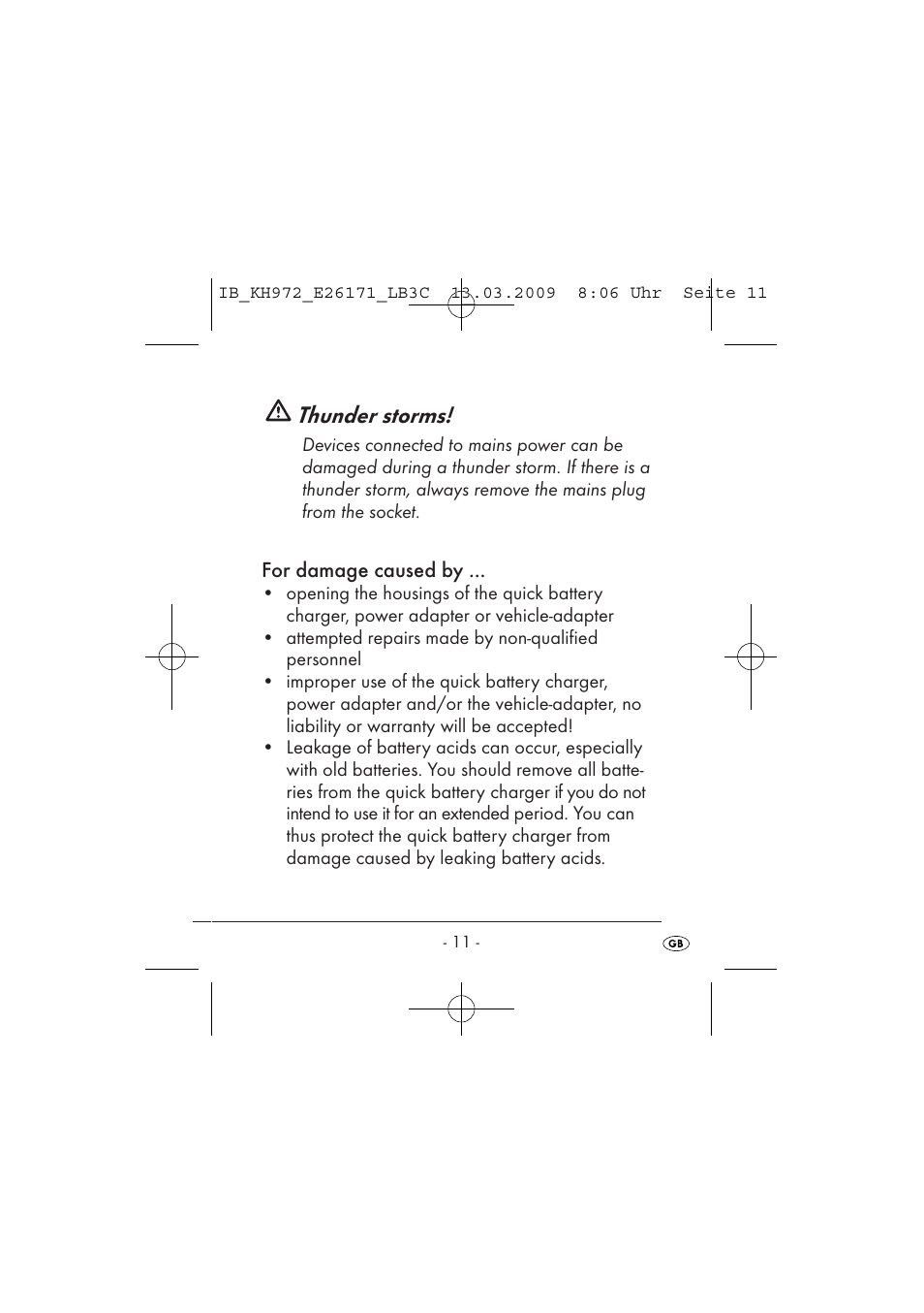 Thunder storms | Kompernass KH 972 User Manual | Page 13 / 58