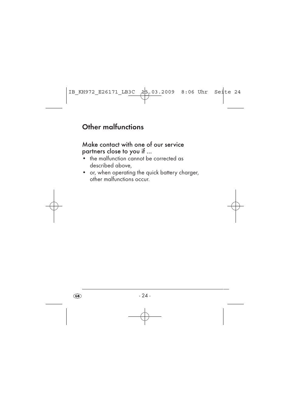 Other malfunctions | Kompernass KH 972 User Manual | Page 26 / 58