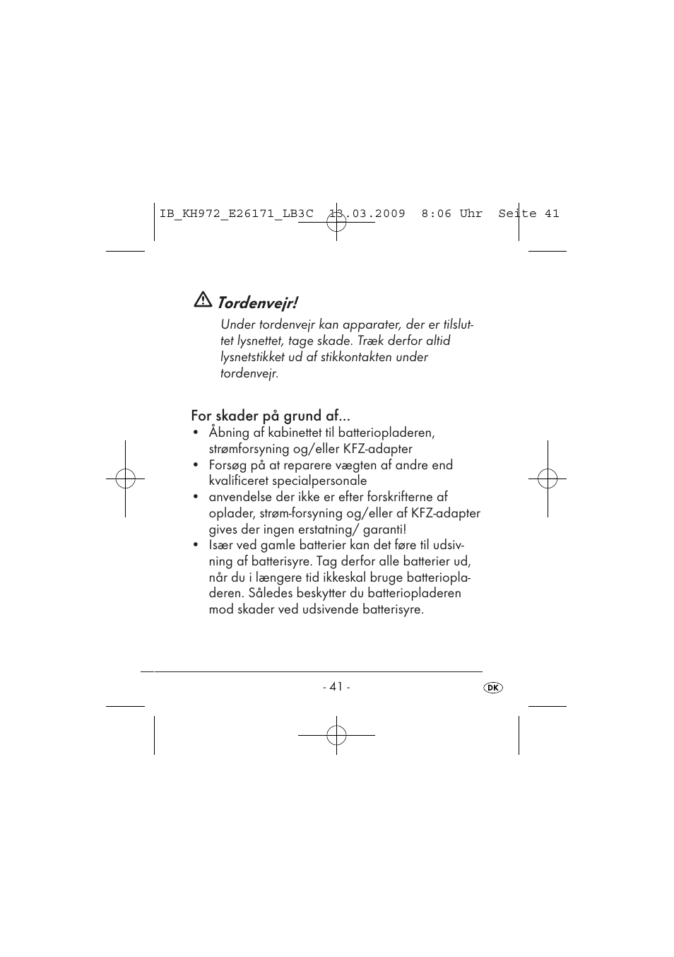 Tordenvejr | Kompernass KH 972 User Manual | Page 43 / 58