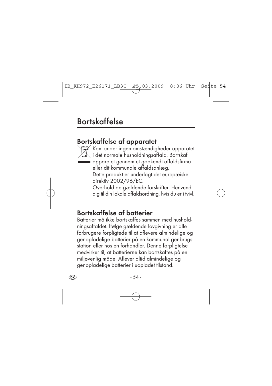 Bortskaffelse | Kompernass KH 972 User Manual | Page 56 / 58