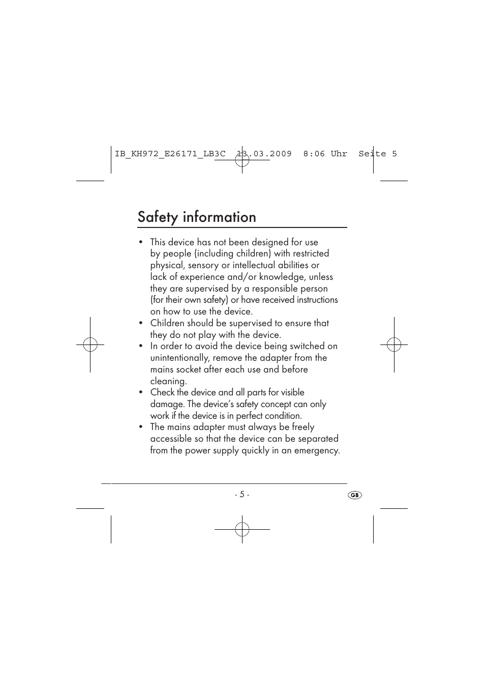 Safety information | Kompernass KH 972 User Manual | Page 7 / 58