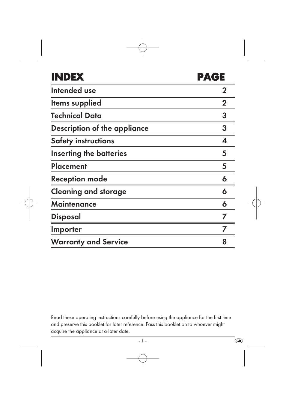 Iin nd de ex x p pa ag ge e | Kompernass KH 2170 User Manual | Page 3 / 24