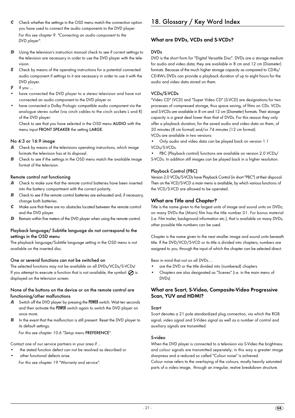 Glossary / key word index | Kompernass SILVERCREST KH 6521 User Manual | Page 23 / 54