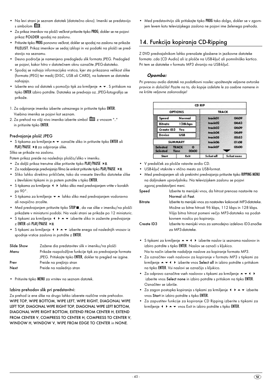 Funkcija kopiranja cd-ripping, Opomba | Kompernass SILVERCREST KH 6521 User Manual | Page 47 / 54
