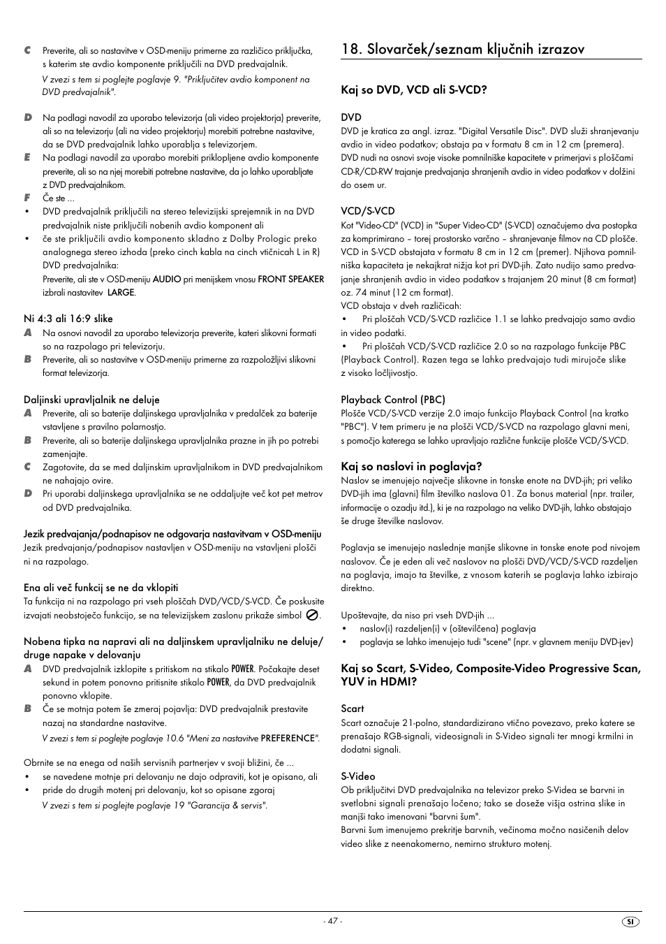 Slovarček/seznam ključnih izrazov | Kompernass SILVERCREST KH 6521 User Manual | Page 49 / 54