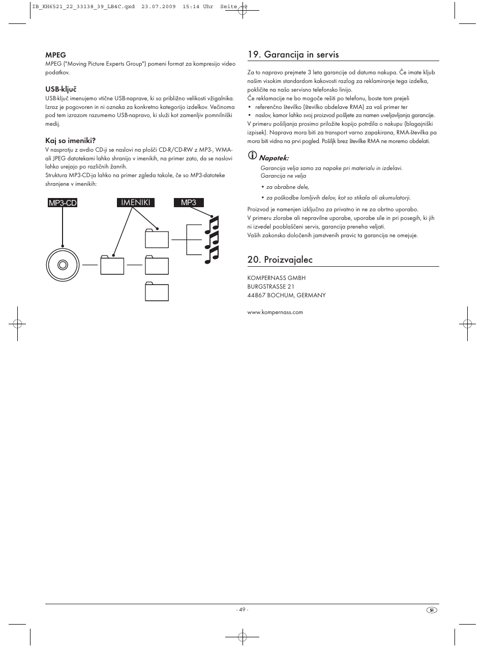 Garancija in servis, Proizvajalec | Kompernass SILVERCREST KH 6521 User Manual | Page 51 / 54