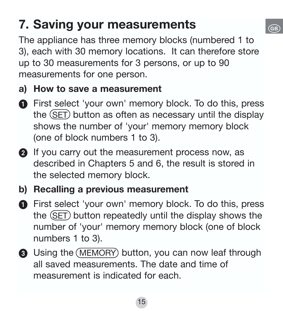 Saving your measurements | Kompernass BALANCE KH 8090 User Manual | Page 15 / 20