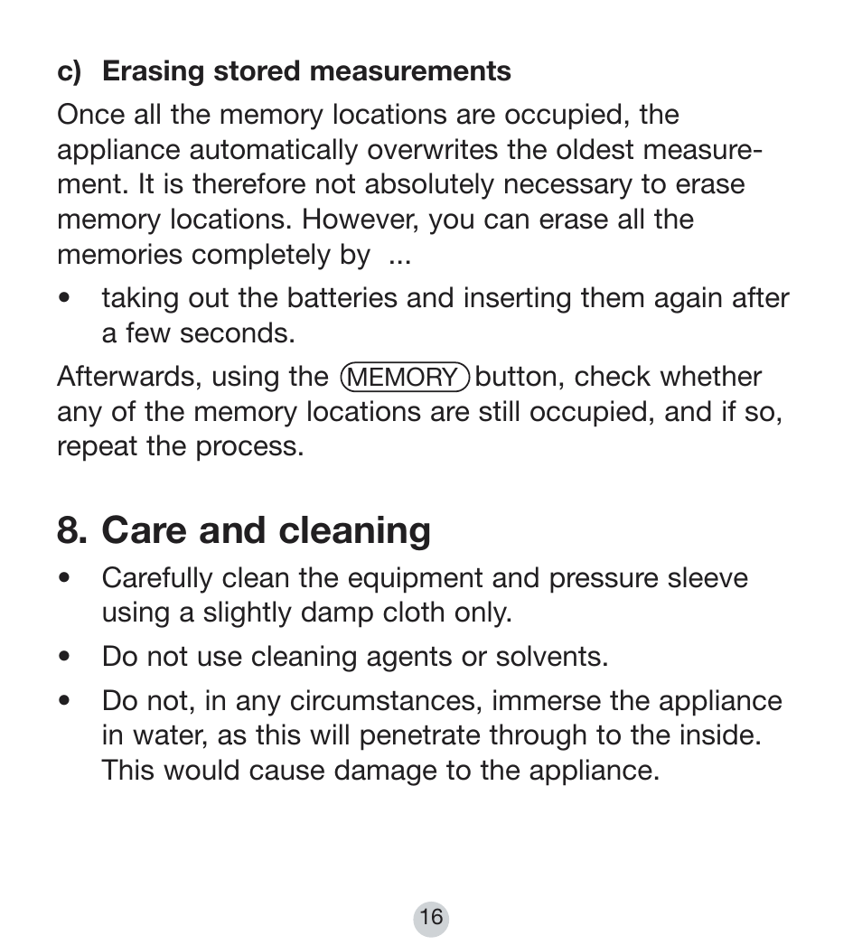 Care and cleaning | Kompernass BALANCE KH 8090 User Manual | Page 16 / 20