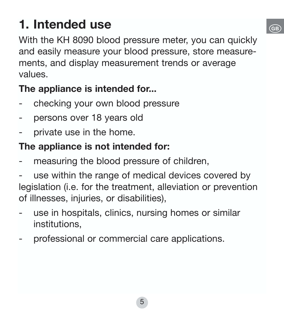 Intended use | Kompernass BALANCE KH 8090 User Manual | Page 5 / 20