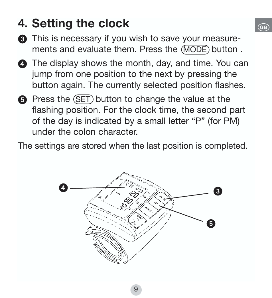 Setting the clock | Kompernass BALANCE KH 8090 User Manual | Page 9 / 20