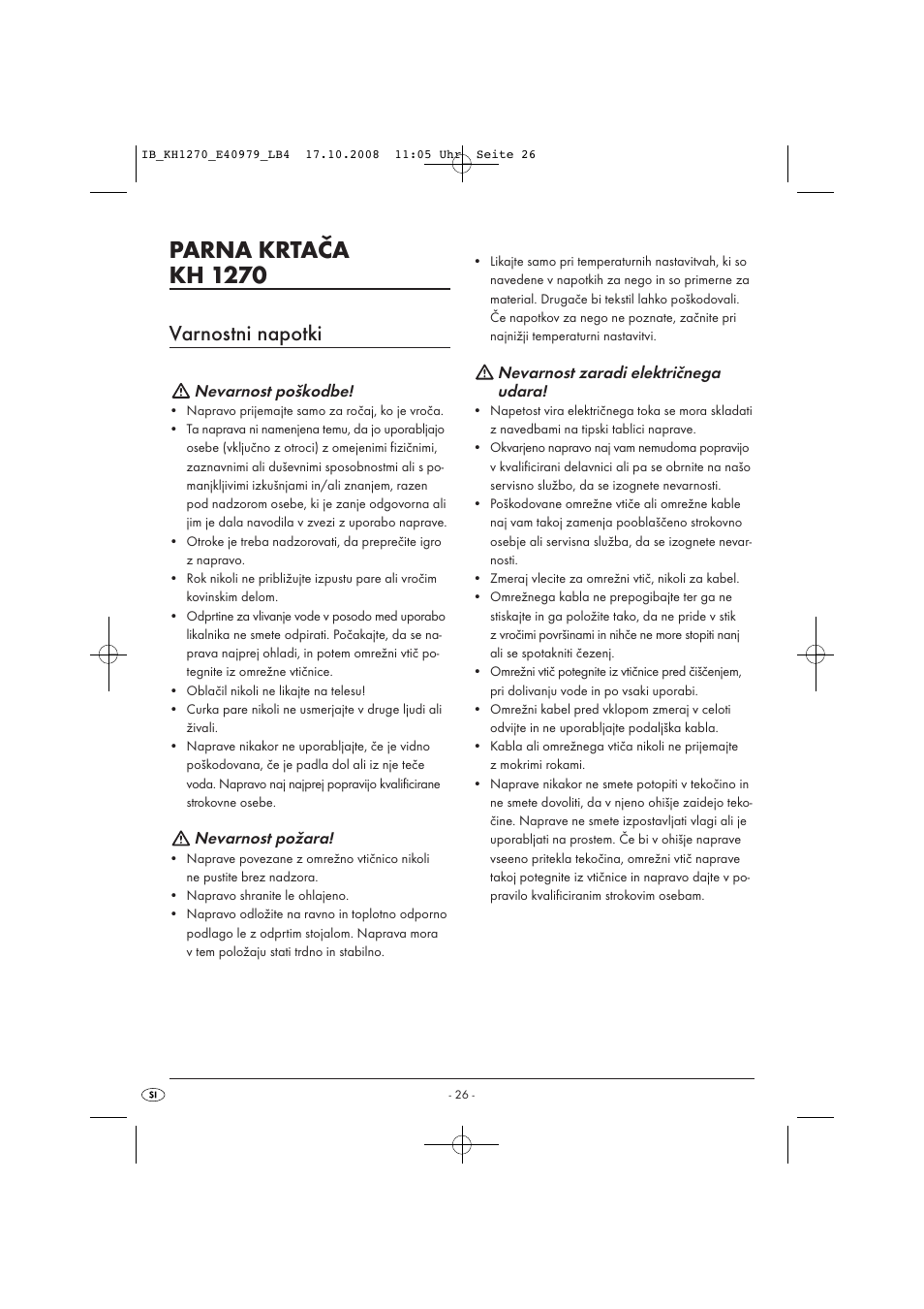 Parna krtača kh 1270, Varnostni napotki | Kompernass STEAM BRUSH KH1270-06/08-V6 User Manual | Page 28 / 66