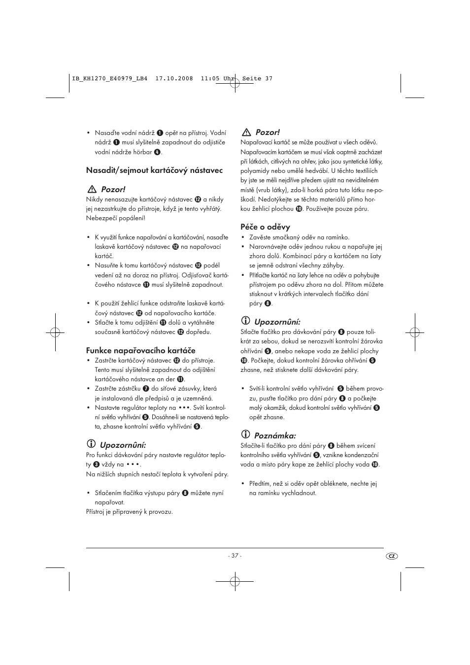 Kompernass STEAM BRUSH KH1270-06/08-V6 User Manual | Page 39 / 66