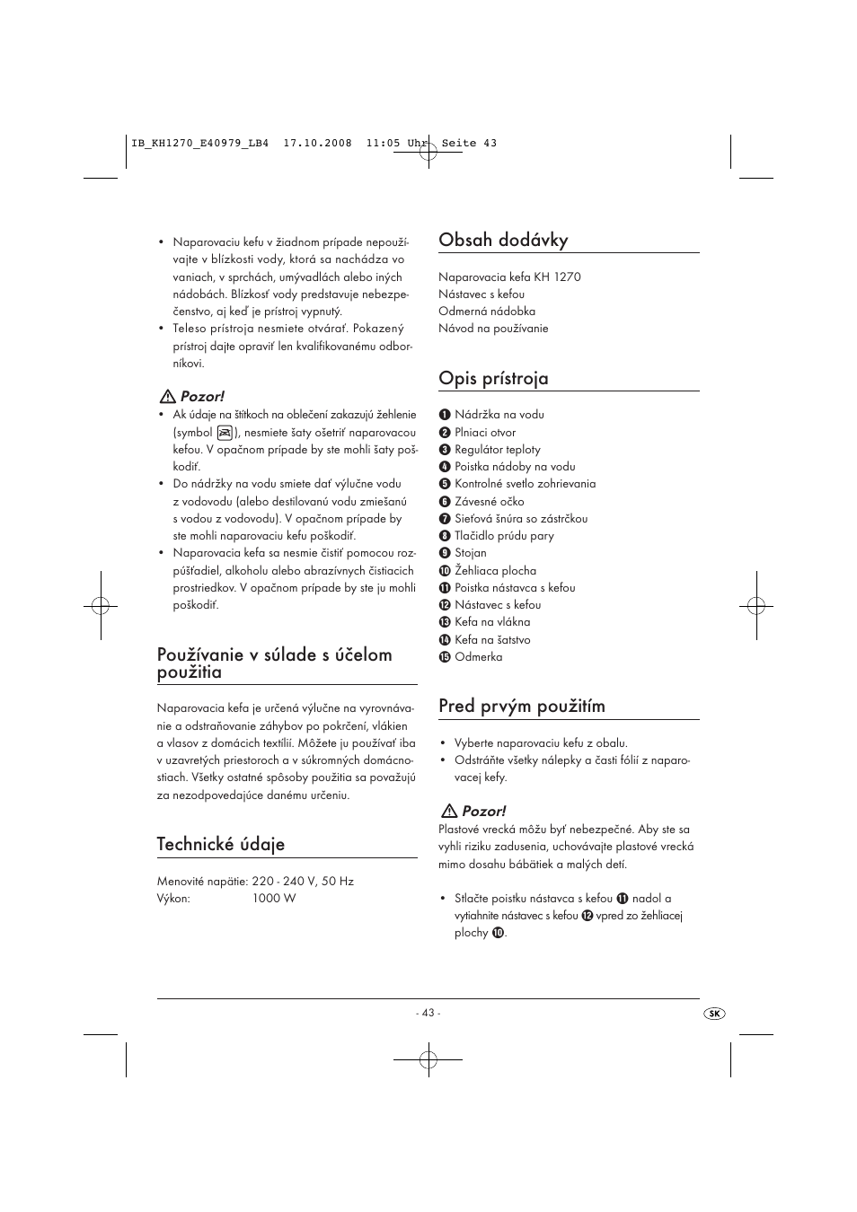 Kompernass STEAM BRUSH KH1270-06/08-V6 User Manual | Page 45 / 66