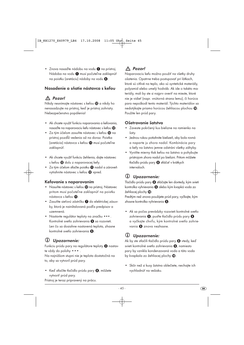Kompernass STEAM BRUSH KH1270-06/08-V6 User Manual | Page 47 / 66